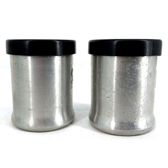Turner Specialty Aluminum Salt & Pepper Shaker Black Lids 2.25" MCM - Picture 7 of 11